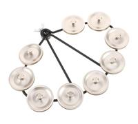 GATHINESS Hi-hat Mounted Tambourine with 9 Silver Metal Jingles for Drum Kit, Fan-shaped Black Frame, Crisp Rhythm, Mountable Percussion Accessory for Drummers during Live Performances