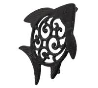 GATHINESS Iron Fish Shaped Decorative Outdoor Stone Garden Stepping Stone with Detailed Craftsmanship, Black for Garden Path or Home Decoration