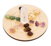 GATHINESS Irregular Crystal Stones with Wooden Plate Divination Prop for Meditation and Chakra Healing, Natural Crystal Gemstones Decoration Suitable for Bedroom and Other Places