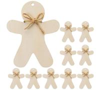 GATHINESS Khaki Wood Christmas Tree Hanging Ornaments Gingerbread Man DIY Craft Decorations 10pcs with Hanging Rope for Wall and Door in Garden or Home