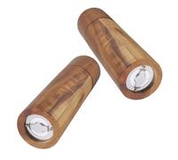 GATHINESS Manual Pepper and Salt Mill with Ceramic Grinder, Refillable Kitchen Pepper Grinder Made of Stainless Steel and Wood, Easy to Operate and Stylish Cylindrical Design for Home