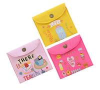 GATHINESS Menstrual Pad Storage Bag Blue Canvas Lightweight for Women 3pcs Sanitary Napkin Pouch with Button Design Large Capacity Discreet Period Bag for Travel and Daily Use
