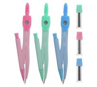 GATHINESS Metal Drawing Compasses 3 Sets Portable Circle Drafting Tools with Adjustable Width, Blue Pink Green Kits Suitable for Technical Drawing and School Maths