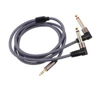 GATHINESS MM to Dual 6.5mm Audio Splitter Cable for Instruments | Right Angle Connector, Metal Plastic Nylon Build, Pure Audio Transmission for Microphone and Instrument Use