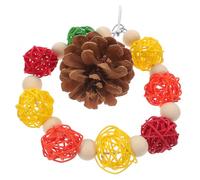 GATHINESS Natural Bird Chewing for Parakeets and Budgies - Bite-Resistant Pine Cone and Colorful Rattan Ball Foraging, Sturdy Wooden Parrot Cage Accessory for Pet Chew and Teething