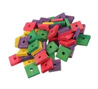 GATHINESS Parrot Wooden Block Chewing 50Pcs Natural Untreated Wood Multi-Color for Bird Foraging and Beak Grinding in Cage