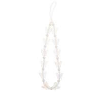 GATHINESS Pearl Butterfly Decoration Beaded with Charm Faux Strap Phone | Plastic and Resin Build, Sweet Stylish Look, for Phone or Handbag Use, White Finish, Easy to Use