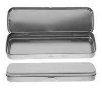 GATHINESS Pencil Boxes School Storage Box Silver Tinplate 2pcs with Upward Opening Lid, Large Metal Pencil Case Bulk, Multi-Functional with Frosted Window Design