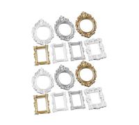 GATHINESS Photo Frames and Phone Case Decor, Square and Oval 14pcs Vintage Resin Miniature Frames Baroque Style Very Safe DIY Material for DIY Crafts Making for Creative Home Decoration