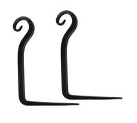 GATHINESS Planter Hanging Hooks Black Forged Curved Iron Wall Brackets for Flower Pots and Lanterns, 5.67-Inch S-Shaped Wall Mounted Holder with Screws, Garden Indoor Outdoor Set of 2