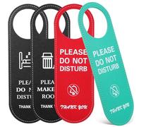 GATHINESS Please Do Not Disturb Door Sign for Residential Spaces and Workplaces 4pcs Double-sided Artificial Leather Hanging Signs with Quick Message Changes and Abrasion Resistance