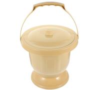 GATHINESS Portable Convenient or Easy Suitable, to Clean for Move to Plastic Bedpan Urine Pot with Lid Brush at Khaki Colour Random Color Adults and Elders Home Travel