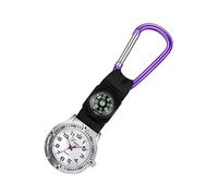 GATHINESS Purple Carabiner Compass Nurse Watch with Glow Pointer the Dark, Easy to Read Simple Fashion Clip-on Watch for Running and Mountain Climbing