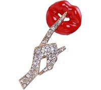 GATHINESS Red Lip Brooch Pin for Women with Rhinestone Decoration and High Hardness Alloy Material, Stylish Lip Shape Accessory Suitable for Hats and Dresses at Birthday Or Christmas