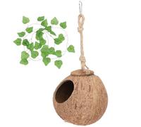GATHINESS Reptile Hideout Coconut Nest Set 2 Piece Natural Coconut Shell and Vine for Tree Lizards and Small Pets Indoor Habitat and Play Area