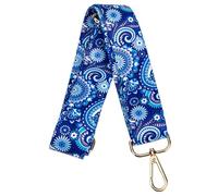 GATHINESS Retro Floral Pattern Adjustable Banjo Strap with Porcelain Blue and Gold Hooks, Vintage Musical Instrument Shoulder Belt for Folk and World Music Accessories