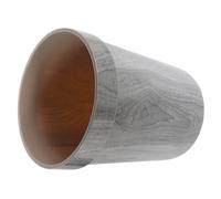 GATHINESS Retro Style Plastic Waste Can with Pressure Ring Design, Reusable Household Trash Container Suitable for Recycling and Next to Your Vanity, Grey Wood Grain Finish Wastebasket