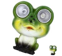 GATHINESS Solar Frog Garden Lantern Statue Lamp for Patio Path Lighting | Resin Green Finish, Bright Ambient Glow, Porch Steps and Window Sill Accent for Festive Outdoor Scenes