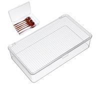 GATHINESS Stackable Small Cutlery Storage Box with Lid, Countertop Utensil Organizer Case for Forks, Chopsticks, and Silverware, Dustproof Kitchen Flatware Holder