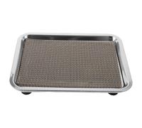 GATHINESS Stainless Steel Pet Water Fountain Drip Tray with Raised Edge and Non-slip Base, Overflow Catching Splash Protector for Cat Water Fountains and Bowls, Floor Protection Mat
