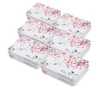 GATHINESS Storage Boxes for Organizing Rectangular 6pcs with Lids Tinplate Floral Print Metal Containers Large Capacity Small Items Jewelry Craft Beads Home Decor