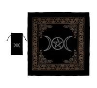 GATHINESS Tarot Cards Tablecloth and Drawstring Bag for Tarot Card Storage Black Fabric Material with Pattern Design Decorative and Creative Altar Accessory and Divination