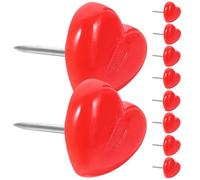 GATHINESS Thumbtacks for Art and Craft Activities and Geography Lessons 150pcs Heart Shape Multi-function Push Pins Made of Pp and Iron with Wear-resistant Red Design