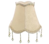 GATHINESS Vintage Bell Shaped Fabric Lampshade for Table and Floor Lamps, Removable Easy Installation, Scalloped Edge with Bead Tassel Fringe, Classic European Style Lamp Shade for Living