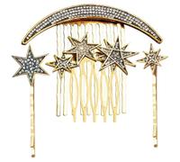 GATHINESS Vintage Wedding Hair Comb with Star Moon and Snowflake Designs Rhinestone Side Clips for Women Comfortable Lightweight Hair Accessories for Elegant Hairstyles and Bridal Looks
