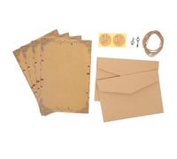 GATHINESS Vintage Writing Paper and Envelope Set 3 Sets Khaki Paper Stationery with Unique Design and Rope Pendant for Valentine's Day Or Occasion
