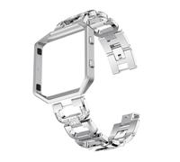 GATHINESS Watch Frame Wristband Stainless Steel Smartwatch Band with D-shape Rhinestone Design Compatible with Fitbit Blaze Silver for Women and Men