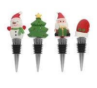 GATHINESS Wine Xmas Christmas Stainless Reusable 4pcs Stoppers Bottle Steel Wine Plugs Decorative Hat Design for Season and Holiday Party