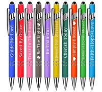 Gathukila 10Pcs Ballpoint Office Inspirational Quotes Snarky Screen Touch Stylus Pen Encouraging Scriptures Black Ink, A