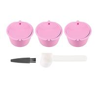 Gathukila 1Set Refillable Coffee Capsules Pods Reusable Coffee Filter Plastic with Spoon Brush Pink