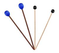 Gathukila 2 Pairs Marimba Mallets Glockenspiel Sticks with Wood Handle Medium Hard Blue Yarn and Black Rubber with Wood Handle