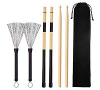 Gathukila 6 Pieces Jazz Drumsticks Set Retractable Drum Wire Brushes Sticks,Adults,Rock Band