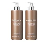 GATINEAU Golden Glow Gradual Tan - 400ml x2, Self Tan Lotion + 2 in 1 Body Moisturiser, Quick Dry Easy Application, Coconut Oil & Vitamin E, Buildable Natural Tan, Dermatologist Tested & Cruelty Free