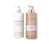 GATINEAU Tan Accelerating & AHA Body Lotion Duo - 400ml x2, Preps, Hydrates and Smoothes Skin, Boosts and Prolongs Natural Glow, Perfect For Holidays, Shea Butter + Melanin Activating Peptide