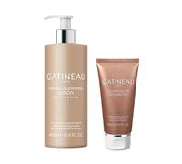 GATINEAU Tan Accelerating Lotion 400ml + Golden Glow Gradual Tan 75ml | Face and body tanning duo. Helps prepare skin, enhance natural tan and create a glowing complexion