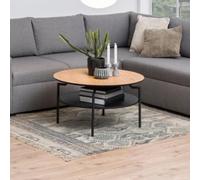 gatineau wooden round coffee table in wild oak and black