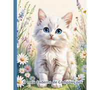 Gatinho Branco - Caderno Escolar Criativo para Crianças | Dyslexic Friendly: 72 páginas pautadas | Estímulo à escrita e imaginação | Ideal para aprendizagem inclusiva e divertida