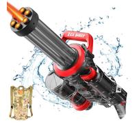 Gatling Electric Water Gun,Water Gun, High Powered Automatic Squirt Guns with Large Capacity Backpack, 2 Battery, Dazzling Gunfire Effects Muzzle Flash for Adults Kids (Black)