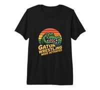 Gatok Wrestling Mode Activated Retro Gator Grappler Premium T-Shirt