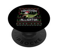 Gator Alligator Crocodile Christmas Ugly Xmas Sweater PopSockets Adhesive PopGrip