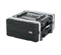 Gator Cases Lightweight Molded 4U Rack Case with Built-in Power Supply, Heavy Duty Latches, Retractable Tow Handle, and Recessed Wheels; 19.25" depth (GRR-4PL-US)