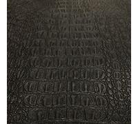Gator Faux Leather, Soft Textured Crocodile Vinyl Fabric, Alligator Skin Embossed Upholstery and DIY Craft Pleather Sheets - One Foot Cut 12”x54” (Brown)