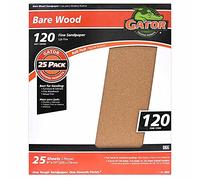 Gator Finishing 4226 120 Grit Bare Wood Sanding Sheets (25 Pack), 9" x 11"