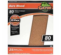 Gator Finishing 4228 80 Grit Bare Wood Sanding Sheets (25 Pack), 9" x 11"
