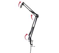 Gator Frameworks Desk-Mounted Broadcast Microphone Boom Stand for Podcasts & Recording (GFWMICBCBM1000)