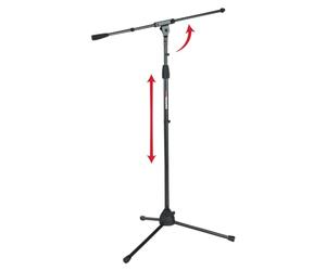 Gator Frameworks Standard Tripod Microphone Stand with Boom Arm, Adjustable Height, and Both 3/8" and 5/8" Adapters (GFW-MIC-2010)